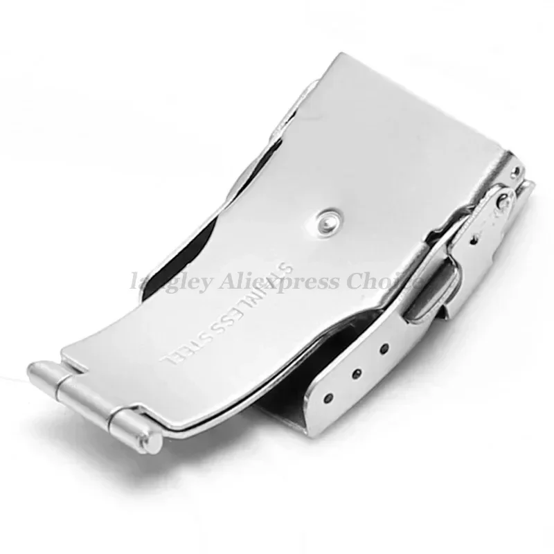 الفولاذ المقاوم للصدأ للطي مشبك ل Seiko حزام (استيك) ساعة 16mm18mm 20 مللي متر 22 مللي متر مشبك فضي مزدوج دفع زر أبازيم ساعة اكسسوارات