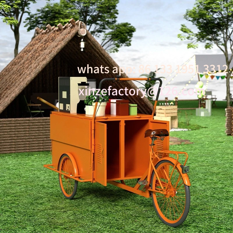 كشك شاحنة للوجبات الخفيفة سوق ليلي عربة ثلاثية العجلات مع مظلة متحركة تعويم مركز تسوق كشك بيع البضائع عربة القهوة عربة