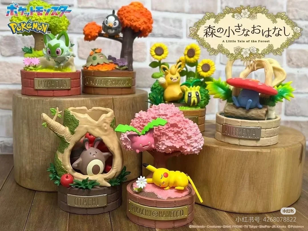 Re-Ment-figuras de Pokémon, un poco cuento del bosque, Vileplume, Pawmo, Sentret, estrellado, Pikachu, caja ciega auténtica, regalos