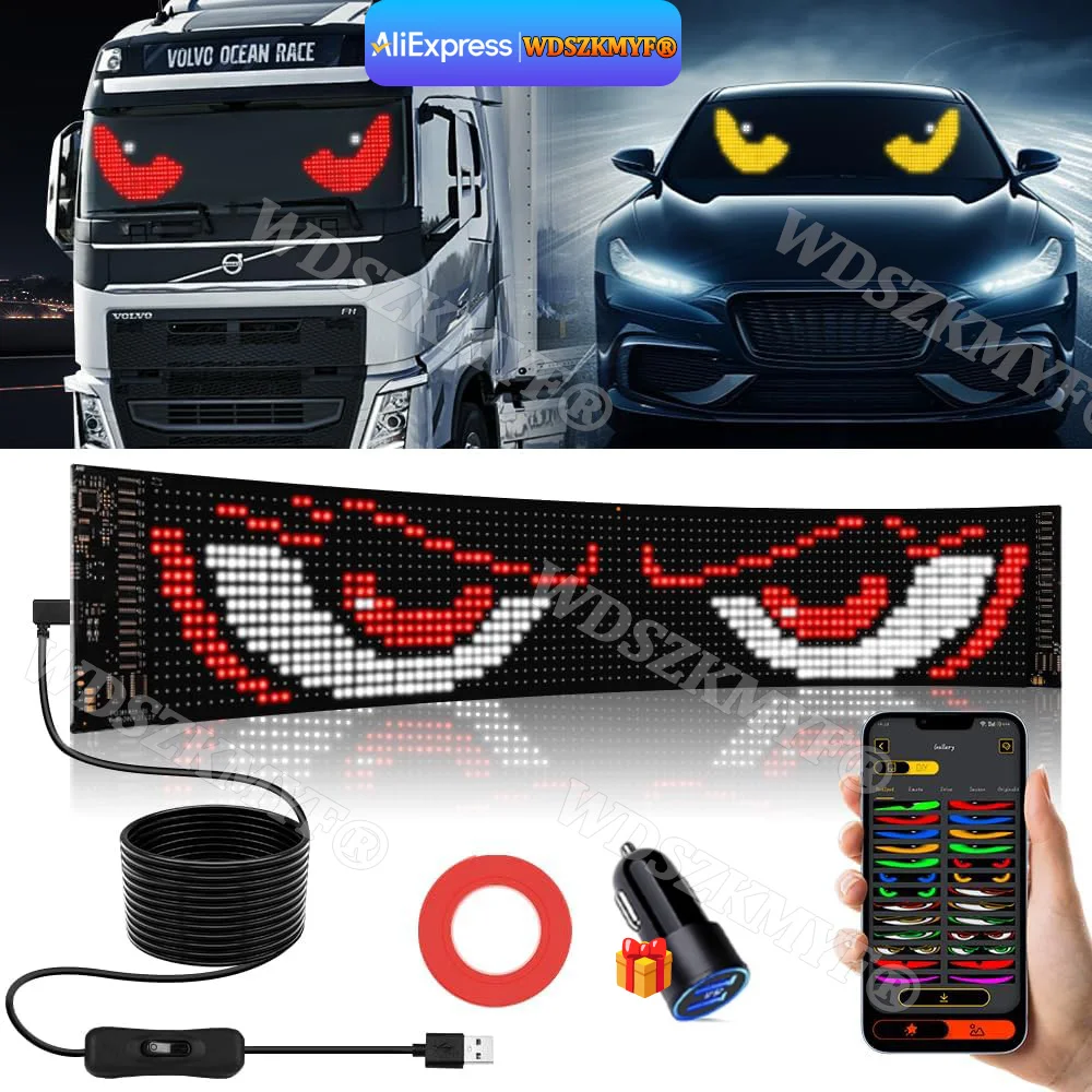 

Demon Eyes Car LED Logo APP LED Matrix Pixel Panel Night Light DIY Programmable Flexible LED Display for Car Truck Accessorie
