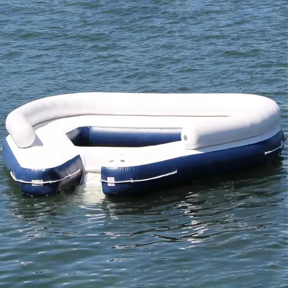 

Outdoor Water Float Adult 6 Seat Inflatable Island Lounging Pool Float With Drink Bar Summer Play