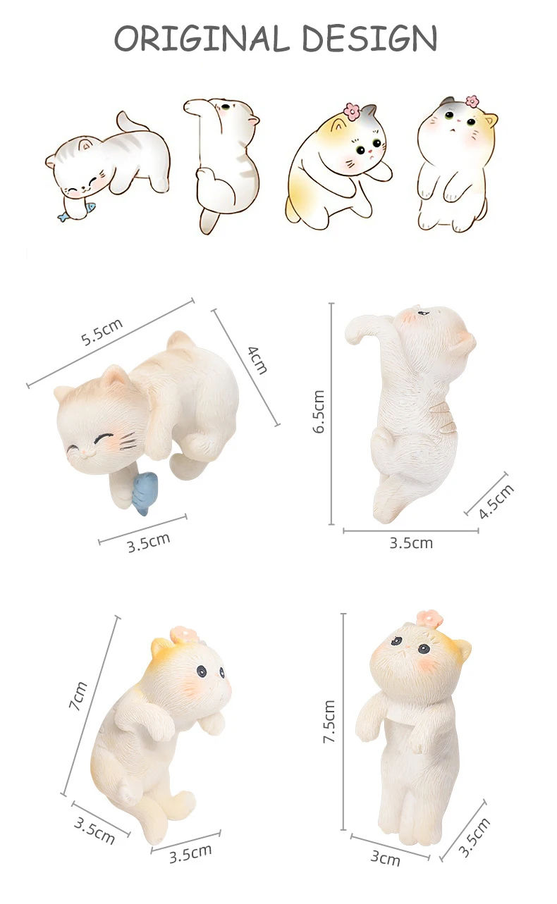 4pcs Climbing Kitten Figurines Cute Hanging Cat Decoration Ornaments for Flower pots, Fish Tank, Micro-landscape Tabletop Decor