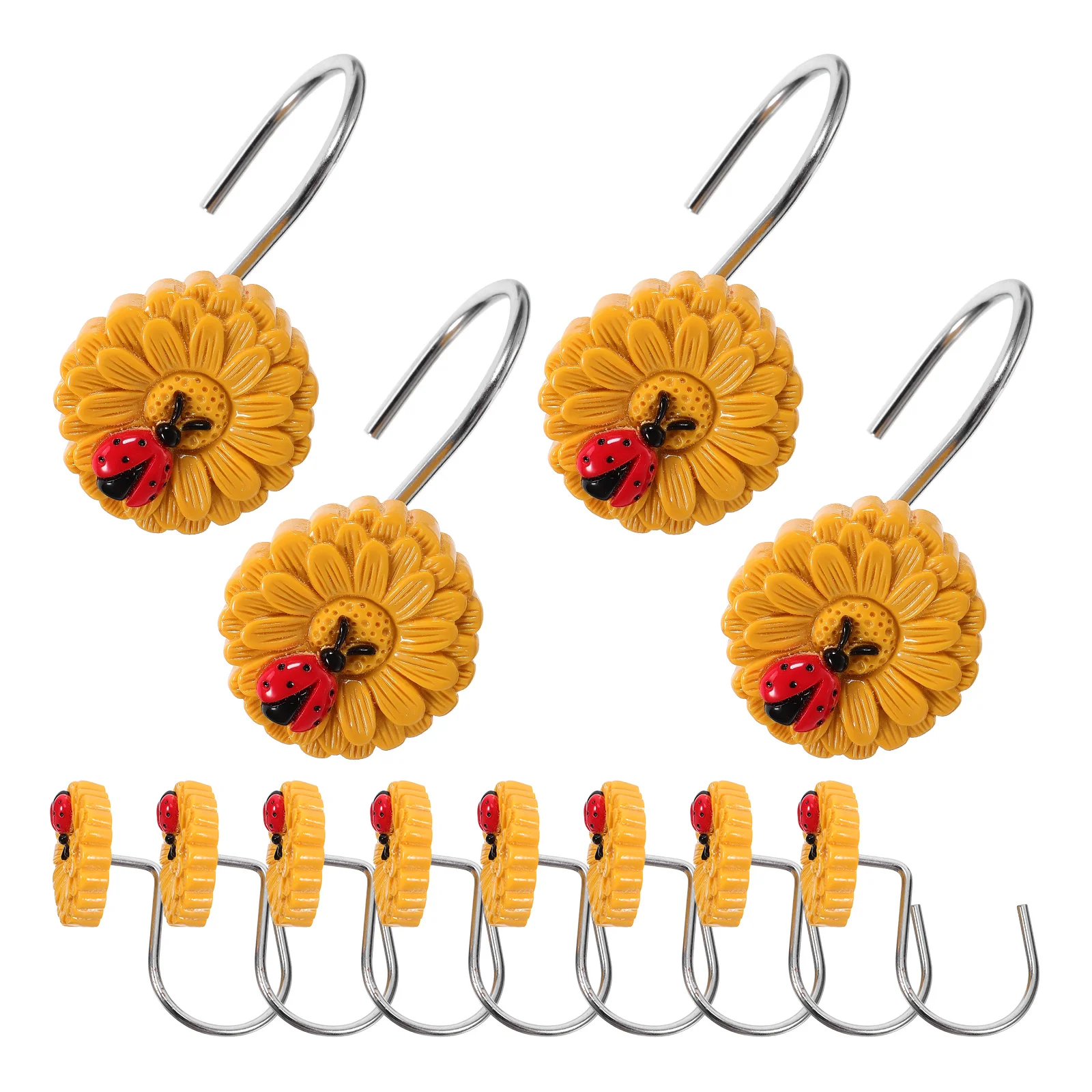 

12 Pcs Ladybug Hook Colorful Shower Curtain Hooks Lace Bath Fancy Stainless Steel for