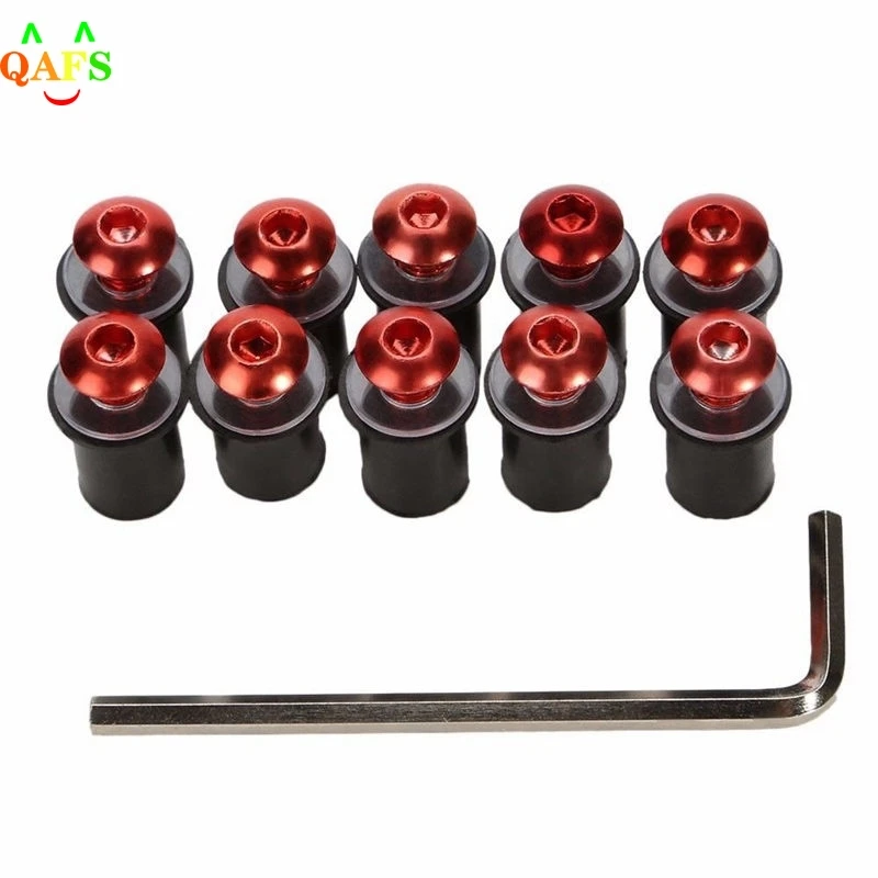 10pcs Aluminum Motorcycle M5 x 15mm CNC Windscreen Windshield Screw Bolts Nuts Fastener Kit Motorbike Mounting