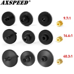 AXSPEED metalowy zestaw zębatek skrzyni biegów wysoki niski zakres 16.6:1/9.7:1/40.3:1 dla 1/18 gąsienica RC TRX4M Bronco Defender części