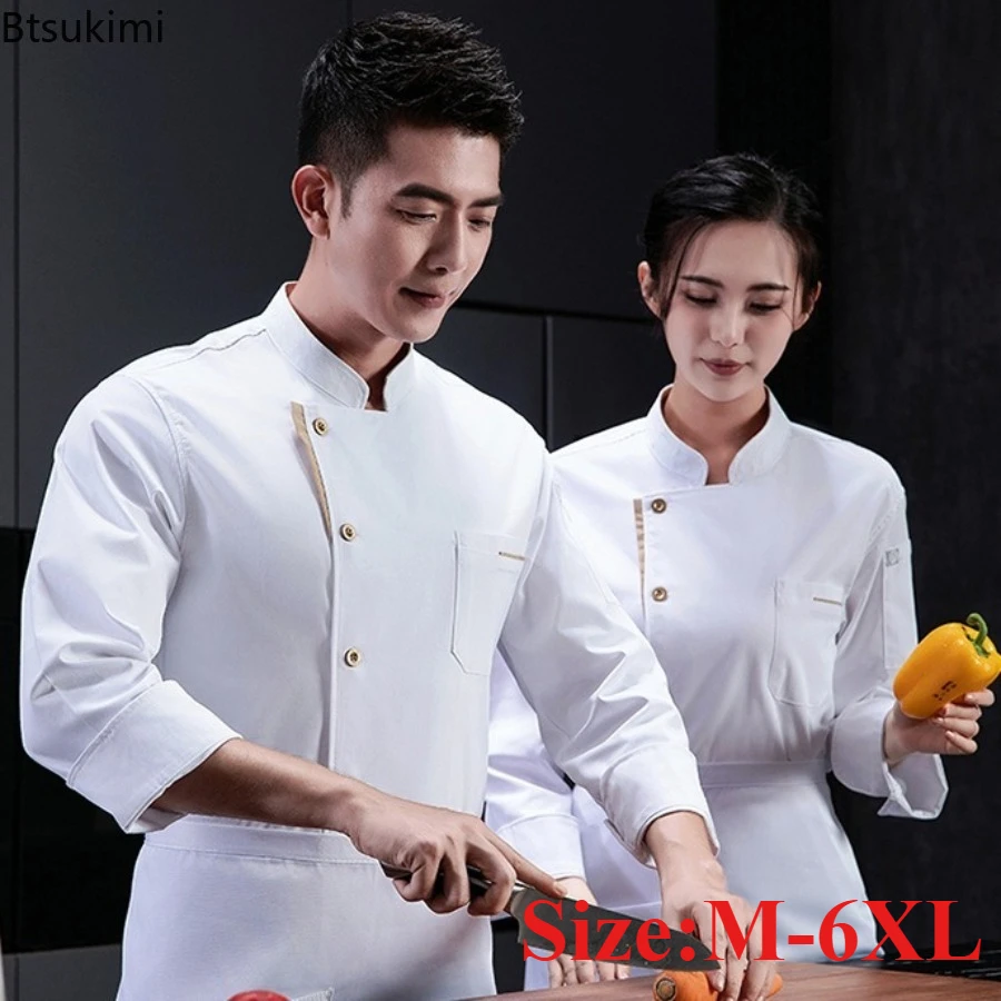 Restaurant Cook Jacket Unisex Breathable Elastic Long Sleeve Chef Uniforms Food Kitchen Hotel Bakery Cafe Waiter Working Shirts