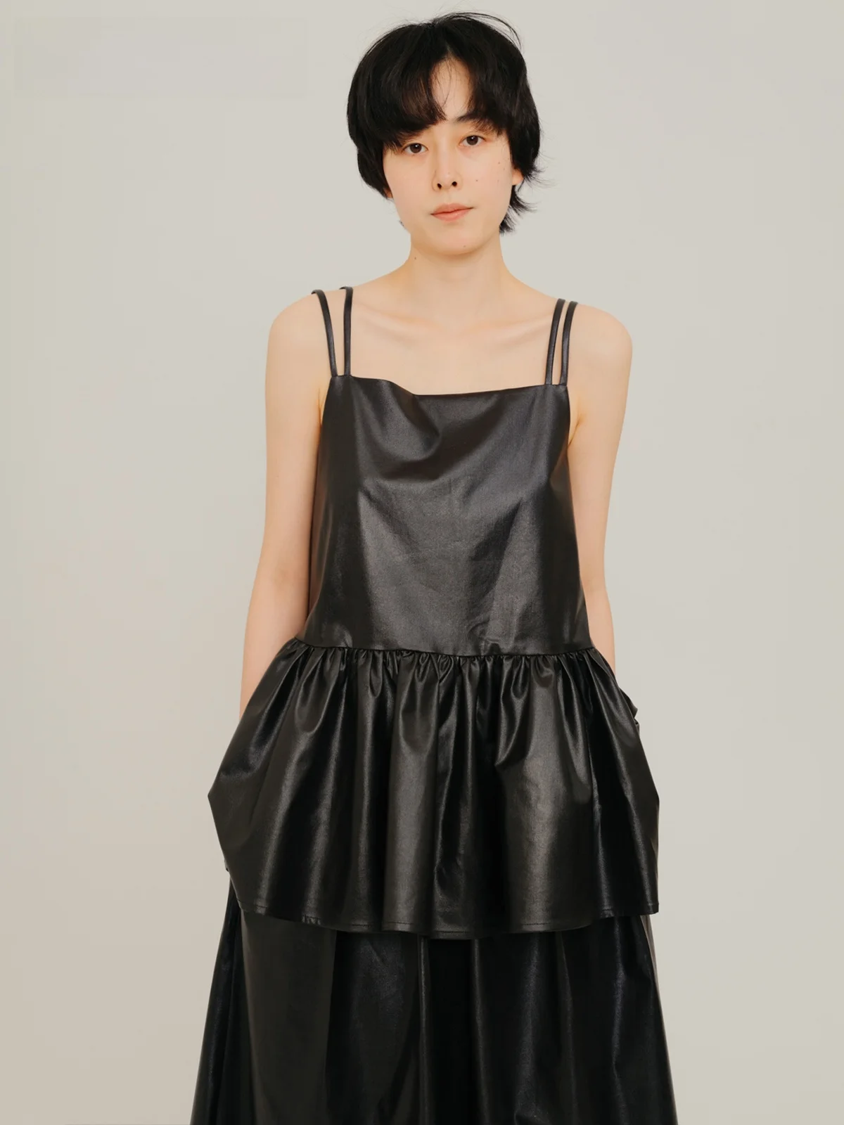 

Топ-жилет Ele Bal средней длины, однотонный, оригинальный дизайн, коллекция 24ss, модный японский стиль, с драпированным низом