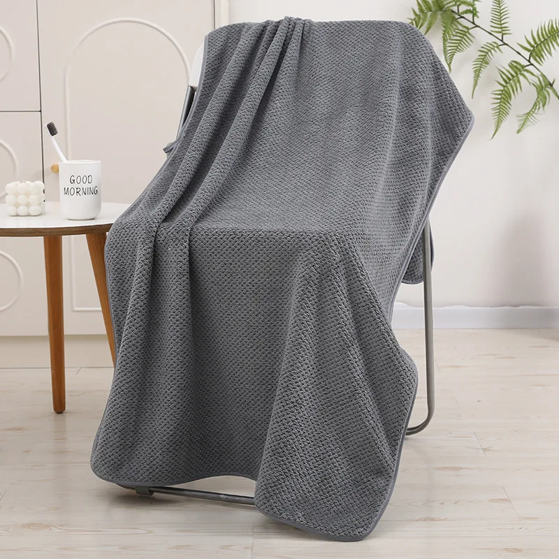 Waffle Pineapple Texture Bath Towel, Soft Absorbent Coral Fleece