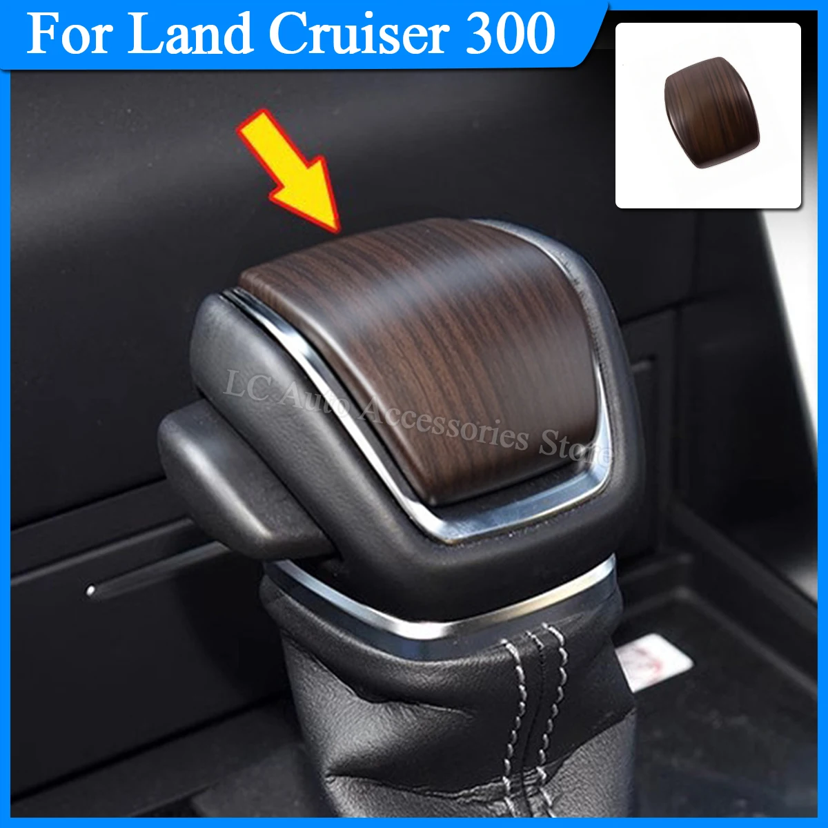 Gear Shift Knob Cover Trim For Toyota Land Cruiser LC300 2021-2026 ABS Wood Grain & Carbon Fiber Look