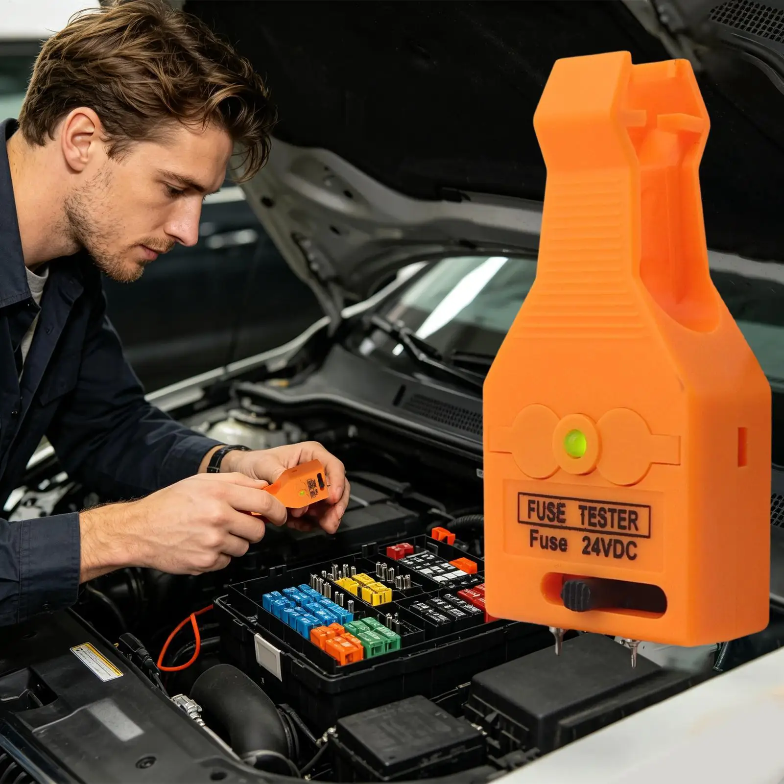 

24VDC Fuse Checker Adjustable Probe Circuit Tester Auto Fuse Tool for RV Motorcycle Electronic, Home Trailer Industrial
