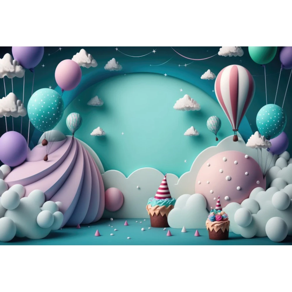 AI المشهد التصوير الخلفيات ، بالونات للأولاد والفتيات 1st عيد ميلاد ، استحمام الطفل ، ديكور الحفلات ، خلفية الصورة ، الدعائم التصوير الفوتوغرافي