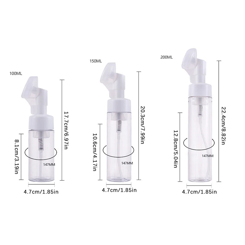 100/150/200 ml leere Schaum-Schaumpumpenflasche mit Silikon-Bürstenkopf, Presstyp, Gesichtsreinigungsschaumflaschen