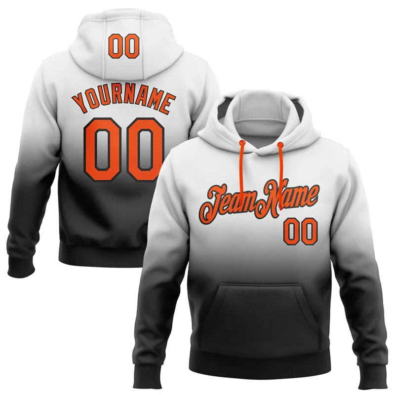Custom Name Number Gradient Hoodies Fashion Simple Mens 3D Printed Hooded Sweatshirts Autumn Loose Team Uniforms DIY Pullovers