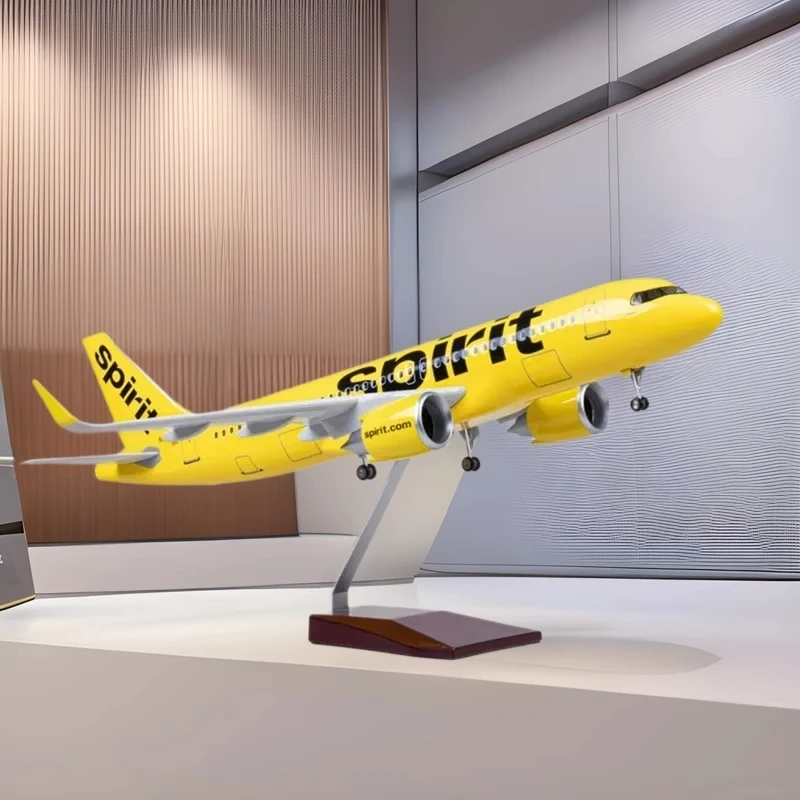 47CM A320 Spirit Airlines Air-bus Aircraft 1:80 Scale 320 Series Die-Cast Resin Aircraft Model Wheels For Collections And Displa
