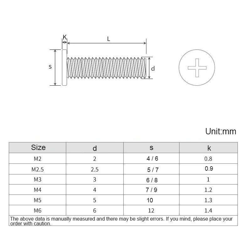 Nickel Plated Carbon Steel M1.2M1.4M1.6-M6 CM Small Flat Head Laptop Screws Mobile Notebook Cruciform Slot Cross Recessed Screw