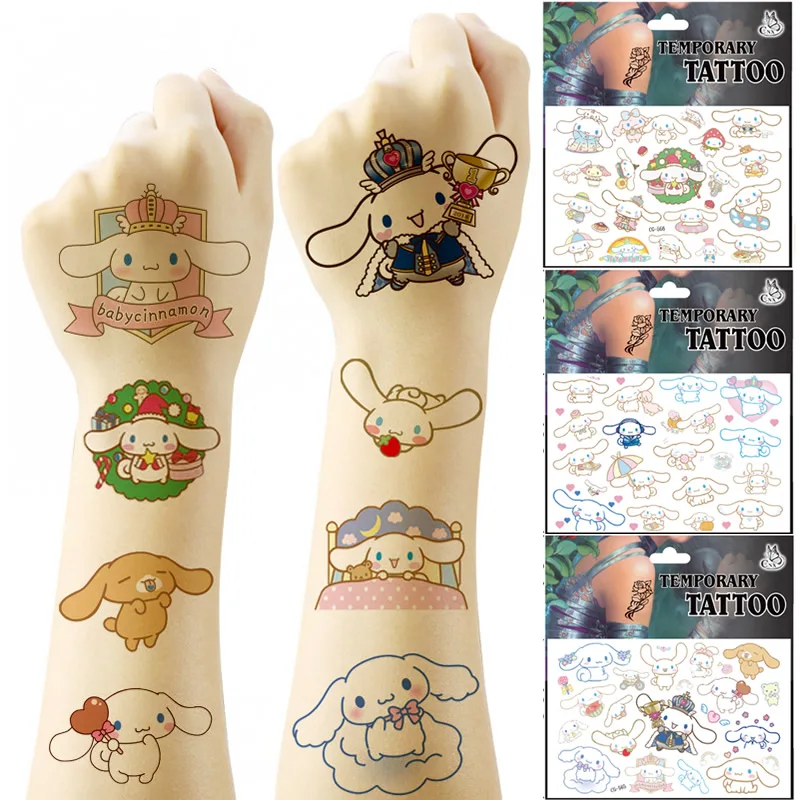 Random 2pcs Sanrio Cinnamoroll Tattoo Stickers Cartoon Cute Anime Waterproof Temporary Tattoo Sticker Kid Girl Birthday Gift Toy