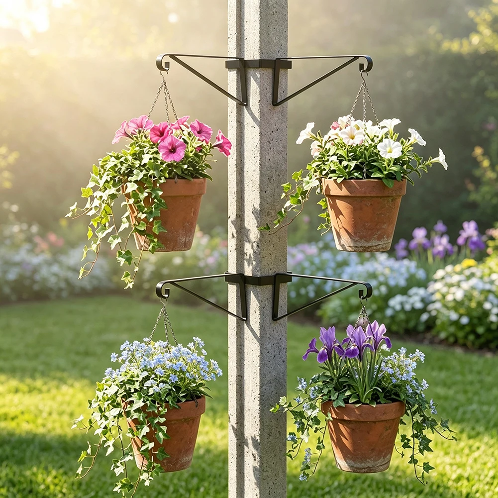 4pcs Metal For Hanging Basket Brackets for Concrete Posts Quick Mount Design for and Outdoor Decor Garden Accessories