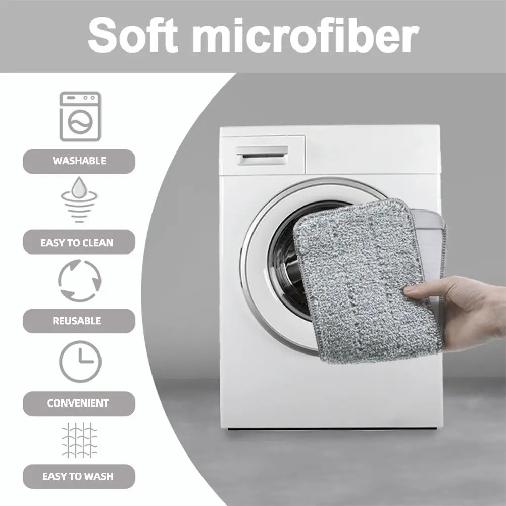 

3Pcs Replacement Mop Pads Flat Mop Refills Fiber Cleaning Pads Easy to Clean Reusable Washable for Hardwood Tile Stone Concrete