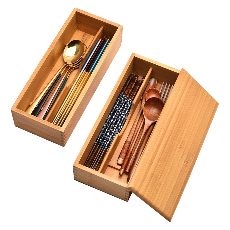 Bamboo Expandable Drawer Organizer for Utensils Holder Adjustable Cutlery Tray Wood Drawer Dividers Organizer for Silverware