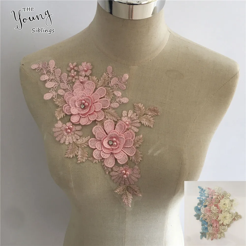 New arrive 3D Flower Lace Collar Embroidery Applique Neckline DIY Sewing Decoration Craft Wedding dress Accessories Scrapbooking