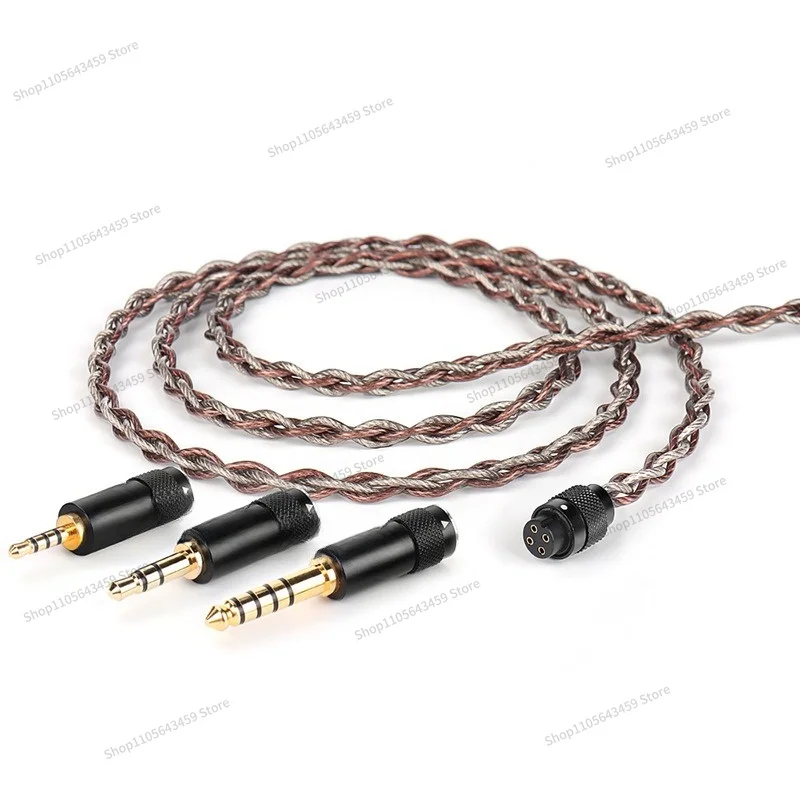 For earphone upgrade cable 4 strands copper and silver mixed cable 2.5/3 5/4.4 replaceable audio plug headphone cable