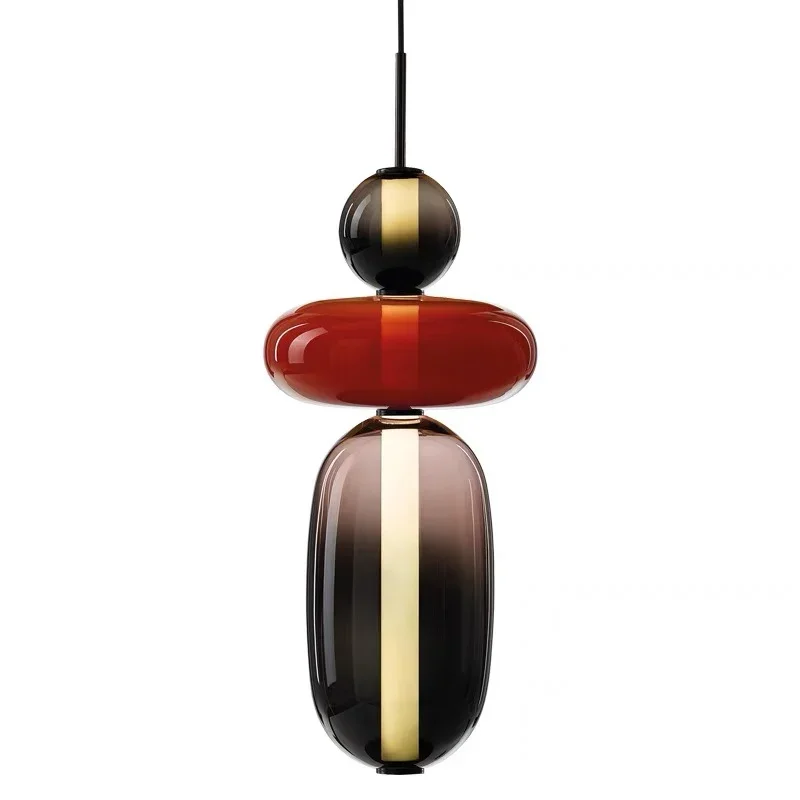 Lampade a sospensione moderne e creative a LED in vetro di caramelle Lampade a sospensione colorate Camera da letto italiana Soggiorno Cucina Ristorante Lampadario