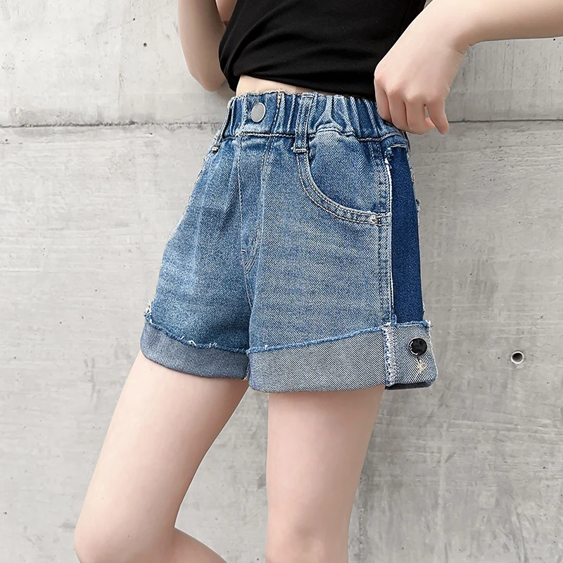

Baby Child Summer Cotton Denim Shorts Kids Hip Hop Spicy Girls Style Fashionable Washed Gothic Design Mini Jeans Shorts for Kids