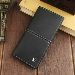 Men's Leather Wallet ID Card Holder Purse Checkbook Long Clutch Bifold Business Money Bag Man Wallets Cartera Hombre Carteras