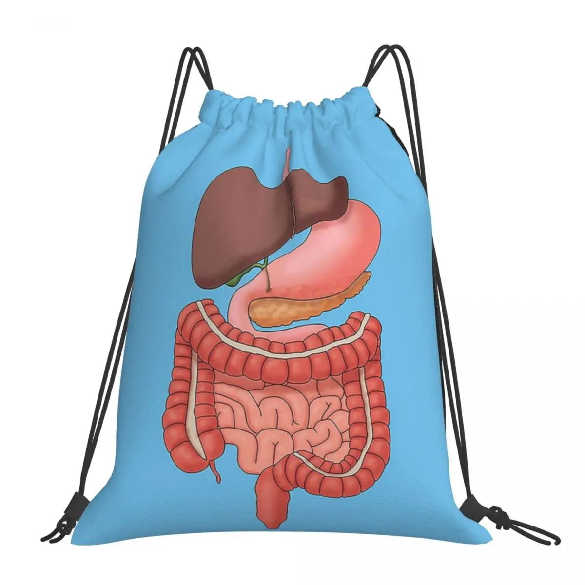 Digestive System Organs, Medical Illustration Backpacks Fashion Portable Drawstring Bags Shoes Bag Book Bags For Travel Students