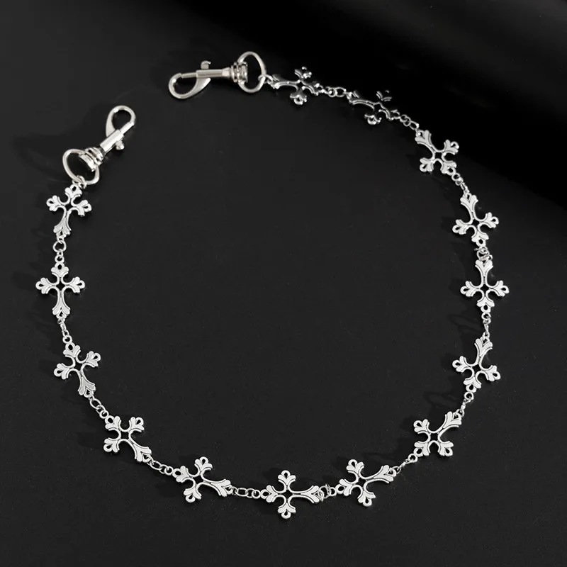 Punk Jeans Pants Chain Multi Layer Chain Punk Cross Charm Waist Wallet Chain Harajuku Belt for Hip Hop Dancers
