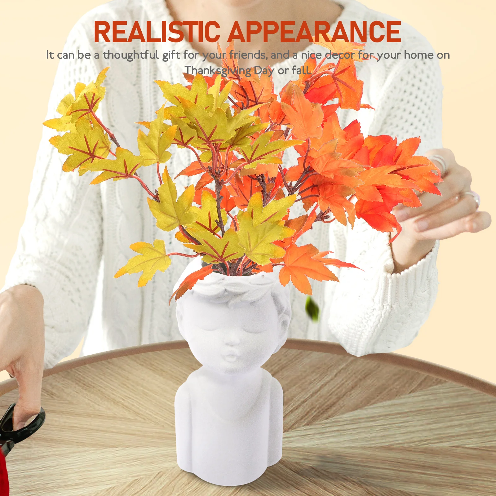 

4Pcs Artificial Maple Leaf Branch Fall Picks Plastic Maple Leaves for Vase Filling Table Centerpiece Thanksgiving Home Decor