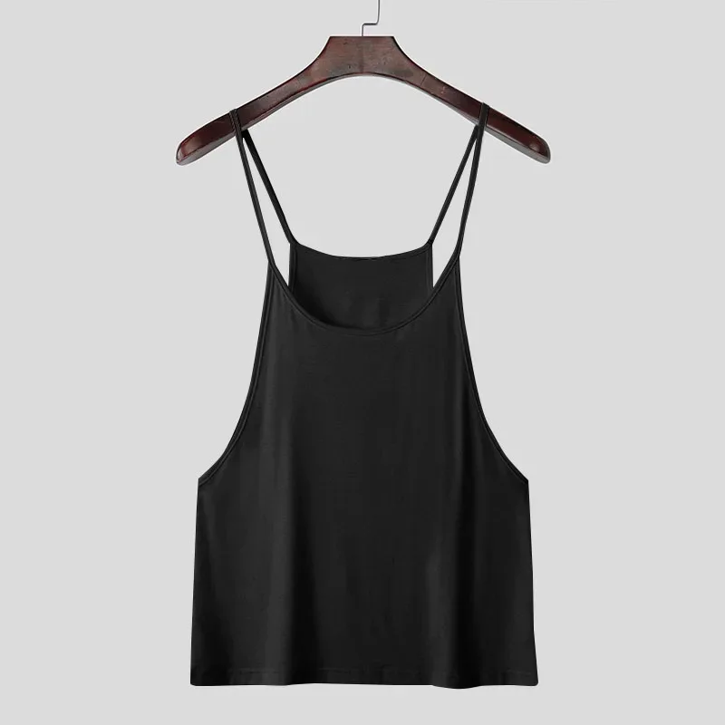 Herren-Tanktop mit tiefem U-Ausschnitt, dünnen Spaghettiträgern, einfarbig, für Fitness, Bodybuilding, Muskeltraining, ärmellos – Detail 12