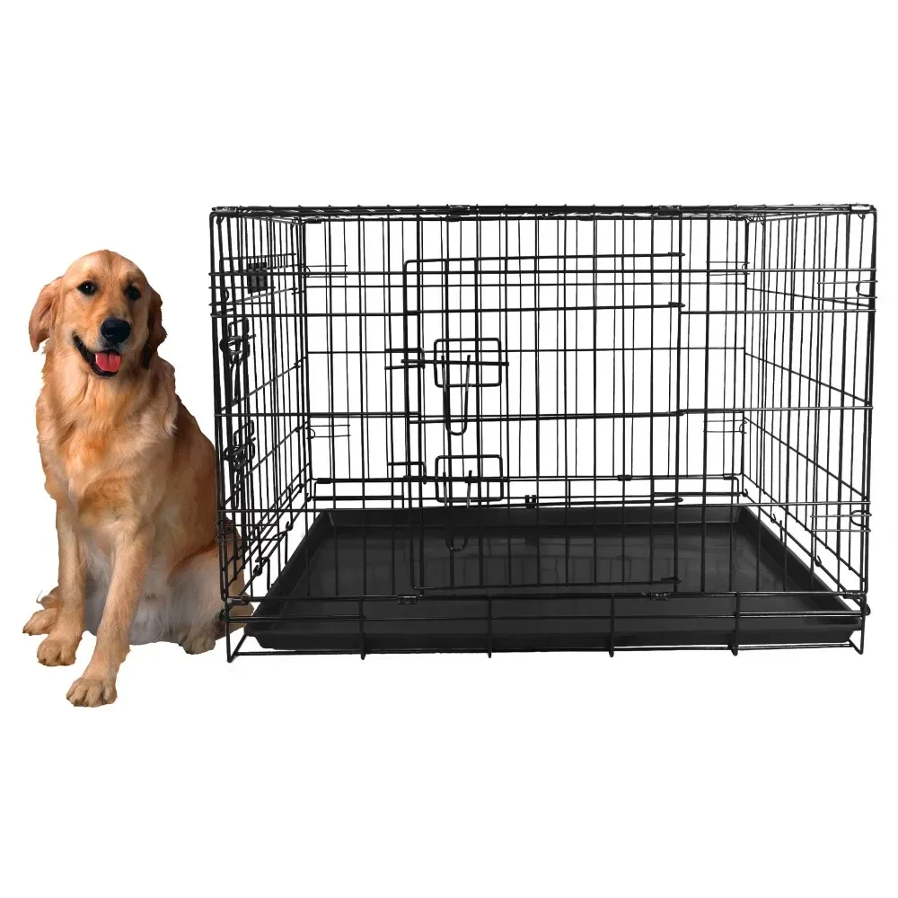 Elevon Foldable Double-Door Dog Crate with Leak-Proof Tray, 36 inch