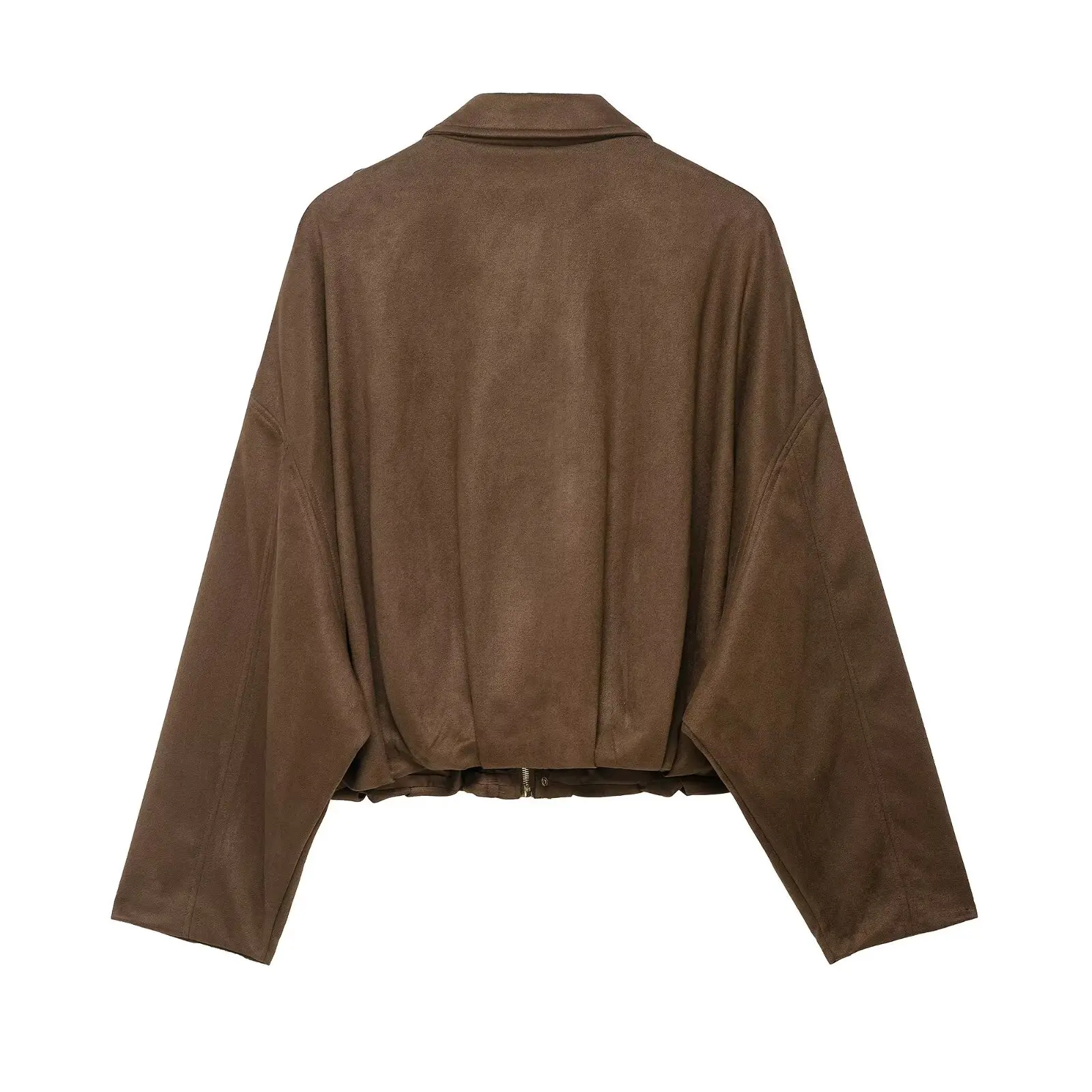 JNLEAOG Autumn New Women's Faion Design Velvet Texture Stand Collar Pilot Jaet Coat Polyester Stand Fit Zipper Closure