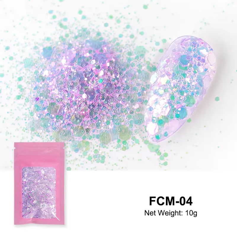 Glänzendes Zucker-Nagelglitzerpulver Candy-Coat-Effekt Weiß Schwarz Transparent Pigmentstaub Nagelkunst-Dekorationen DIY – Detail 11