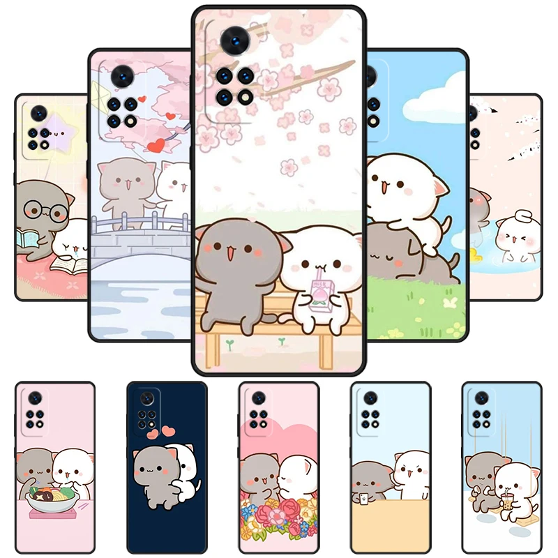 Peach And Goma Mochi Cat Phone Case For Redmi Note 11 EPro 11S 10T 9S Promax 8 Pro Xiaomi Mi 11 12X 12S Ultra Cover