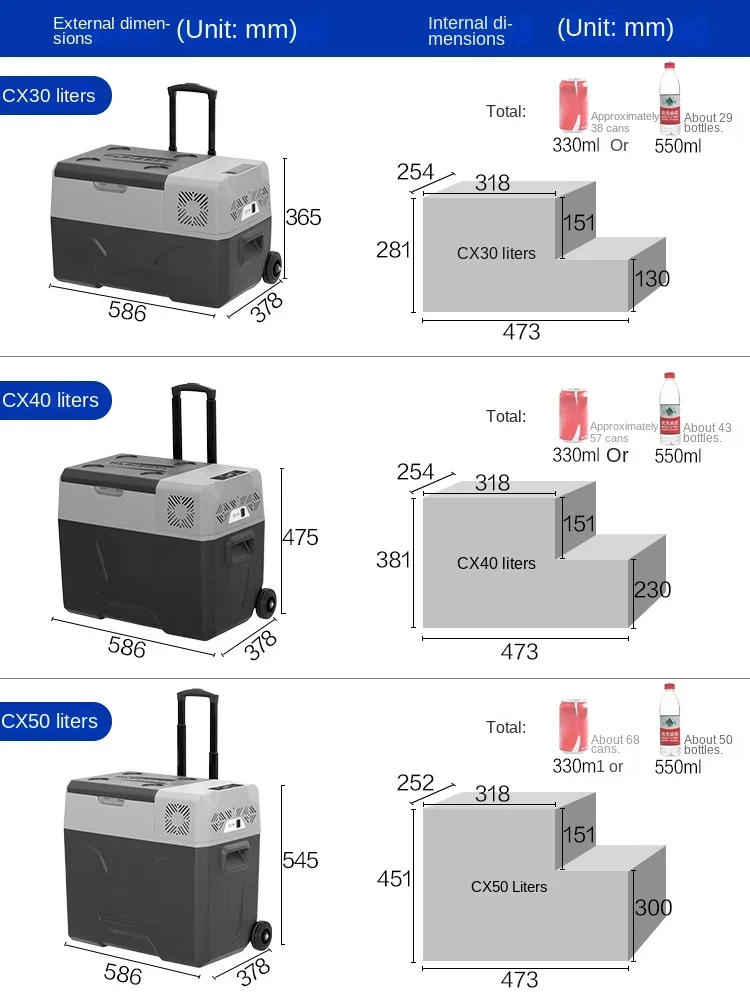 Compresor de refrigeración portátil para coche, barra de conexión de doble propósito para exteriores, 12V, 24