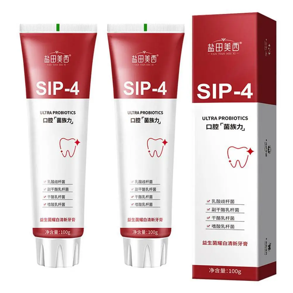 SIP-4 Probiótico Whitening Creme Dental, Prevenção da Decaimento Dental, Respiração Refrescante, Dentes Removedor de Mancha, 2pcs