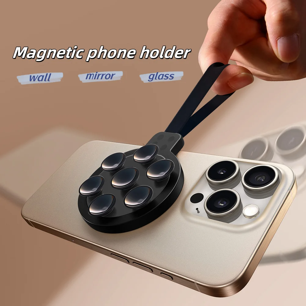 Suction Cup Magnetic Phone Holder Portable Silicone Magnetic Lazy Phone Stand for iPhone 16 15 14 13 12