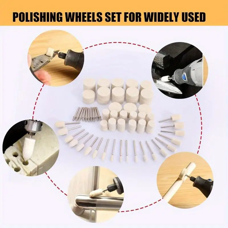 

100Pcs/Set Polishing Buffing Wheel for Dremel Tool with 18 Shank Accessories Rod-mounted Wool Felt Grinding Head