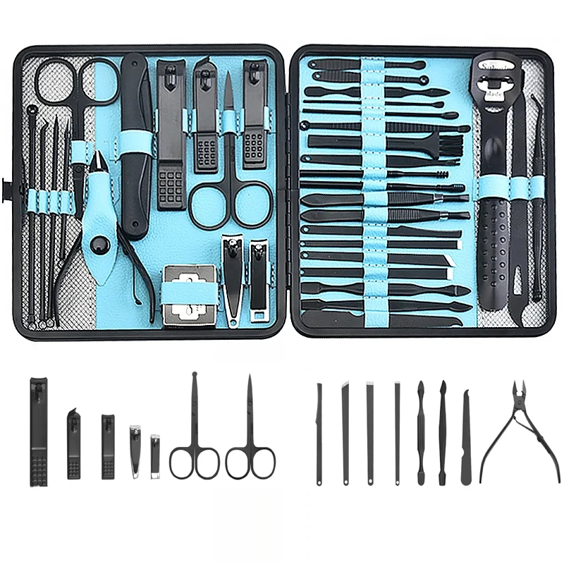 

10/36 pcs New Professional Manicure Set Pedicure Grooming Kit Includes Scissors, Nail Files, and Travel Case Perfect for Gift