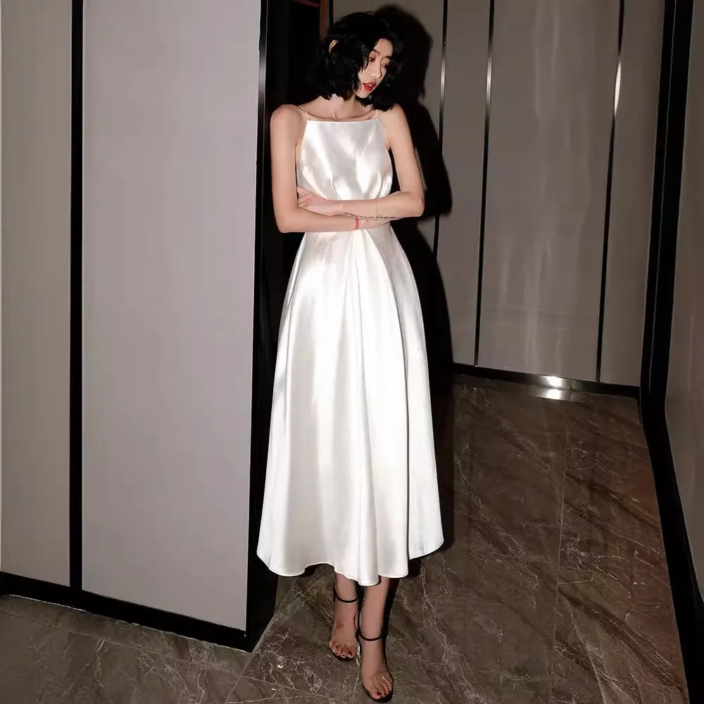 

Белое вечернее платье Dr Cross-Border Date для женщин, элегантное, на день рождения, с высокой талией, из ткани Me, свадебное платье Dr