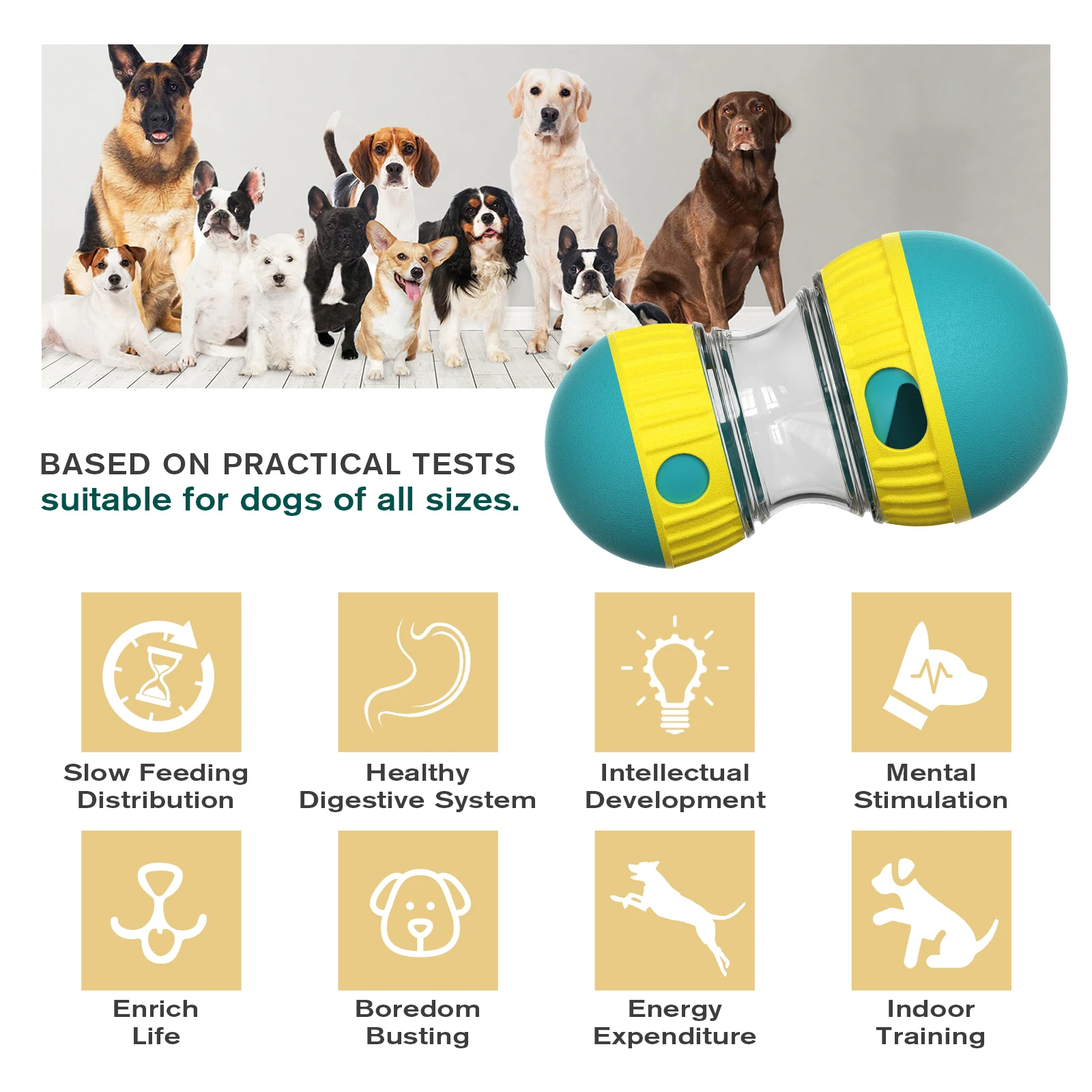 Dog Puzzle Toys Adjustable Feeder Dog Treat Dispensing Interactive Dog Enrichment Toy Keep Them Busy Food Puzzles Ball for Dogs