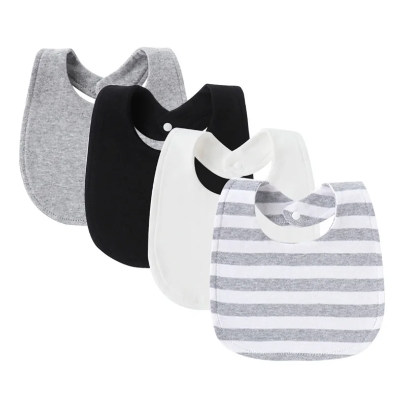 4 Pcs/lot Baby Bibs Double Layer Cotton Saliva Towel for Girls Boys Cute Printed Newborn Burp Cloths Infant Feeding Accessories