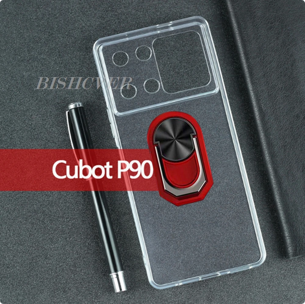 Magnet Phone Case For Cubot P90 2025 6.88" CubotP90 P 90 Shockproof Soft TPU Silicone Cover With Ring Holder