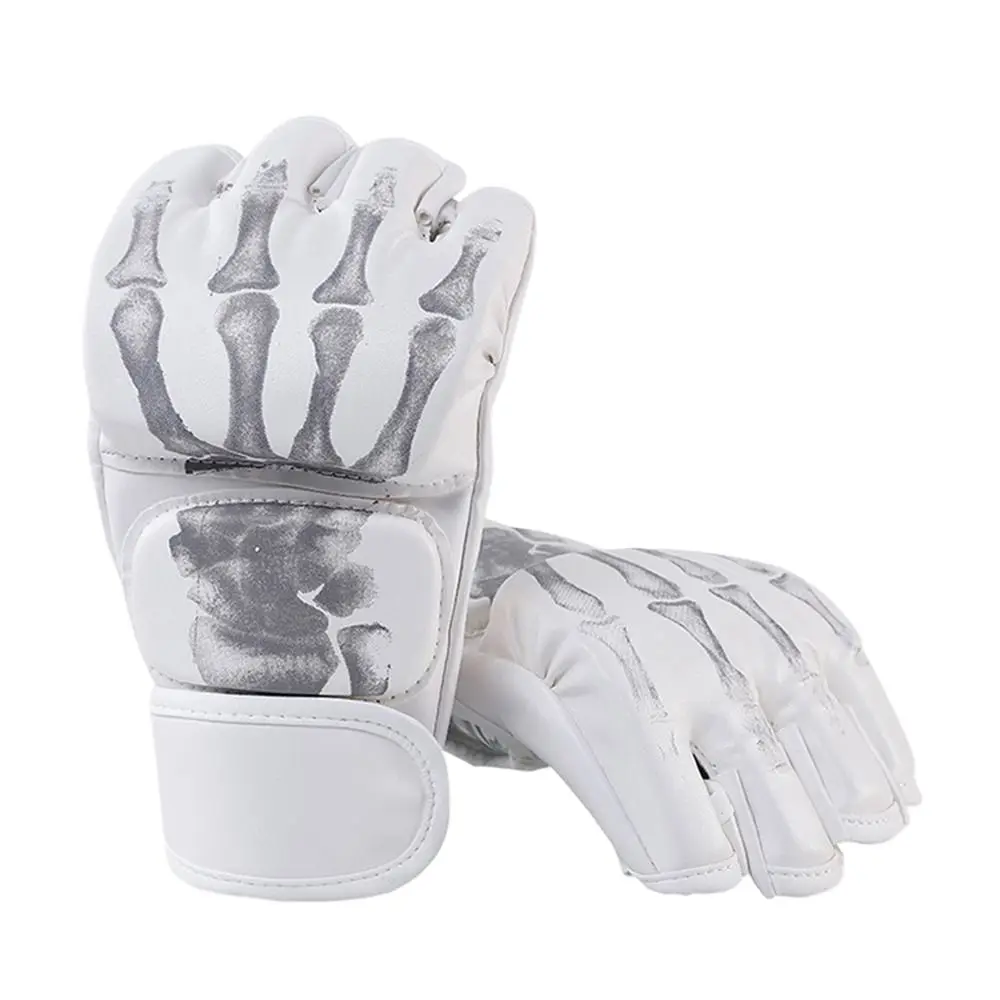 1Pair Professional Boxing Gloves Leather Cushion Half Finger Training Gloves Versatile Kickboxing Gloves