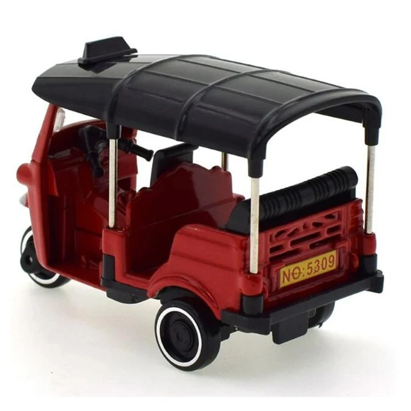 1:43 Scale Alloy Simulation Taxi Model Bangkok India Tricycle Diecast Vehicle Classic Autorickshaw Toys Collection Display Gift