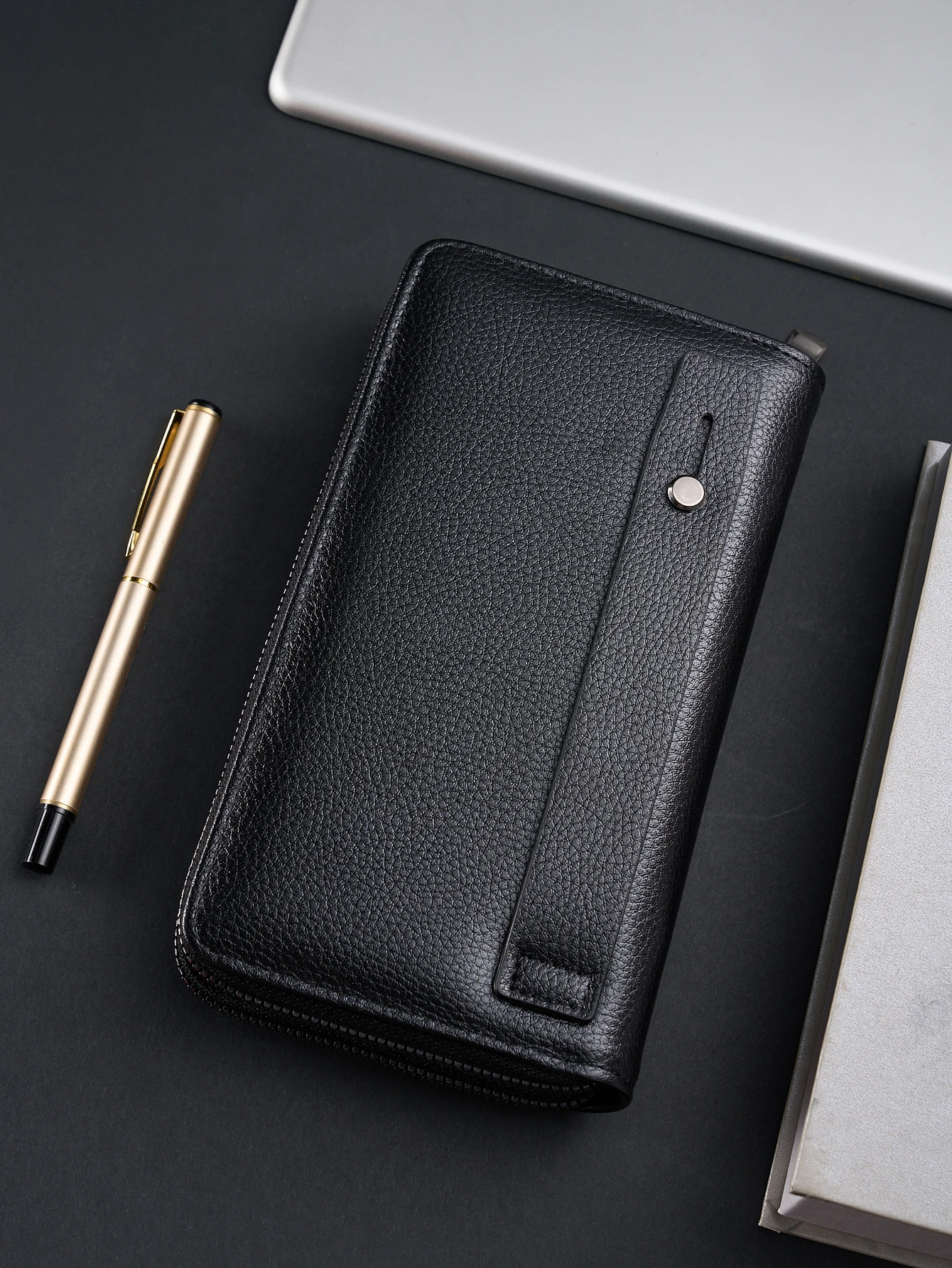 

Длинный кошелек с двумя молниями — портативная сумка для телефона из искусственной кожи большой емкости — универсальный деловой многофункциональный кошелек-клатч