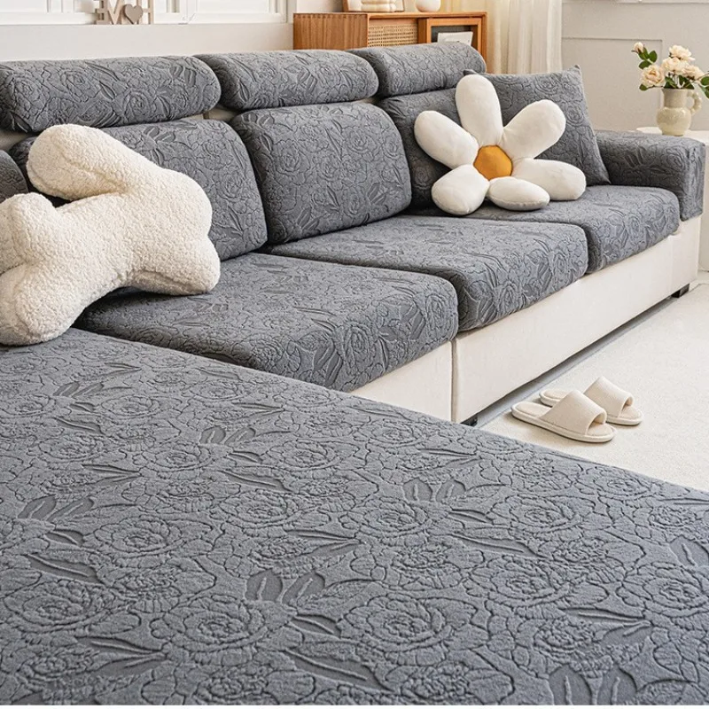 قسط دائم 2026 شتاء دافئ الجاكار المخملية غطاء أريكة مرن كل موسم غطاء أريكة عالمي القط برهان حامي مقعد #3