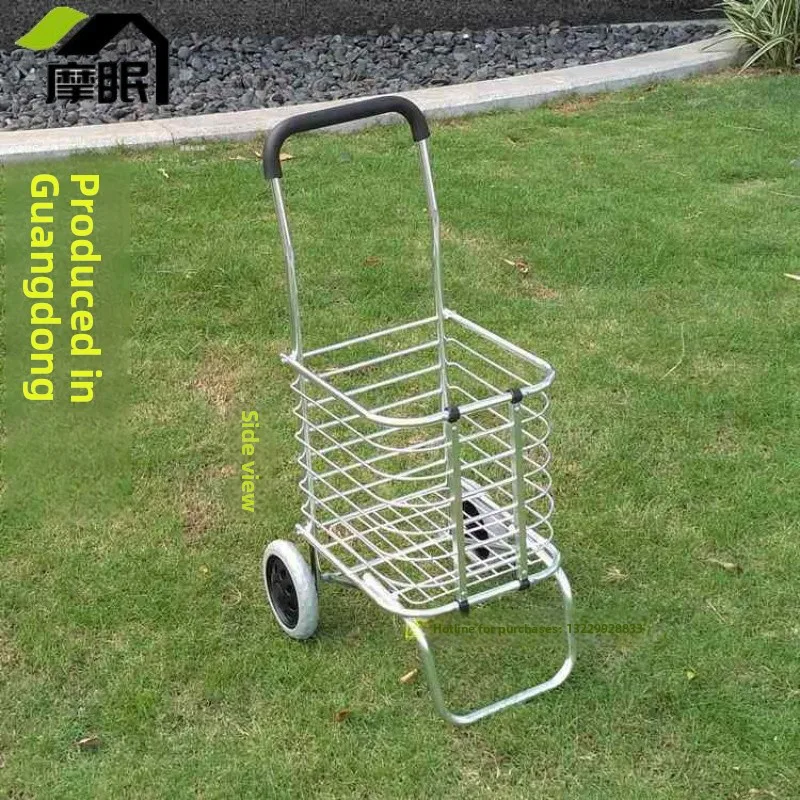 

Stainl Steel Foldable op Cart with Pull Rod Climbing Stairs Vegetable Bung Car Portable Hand Pulling Staing Smal...